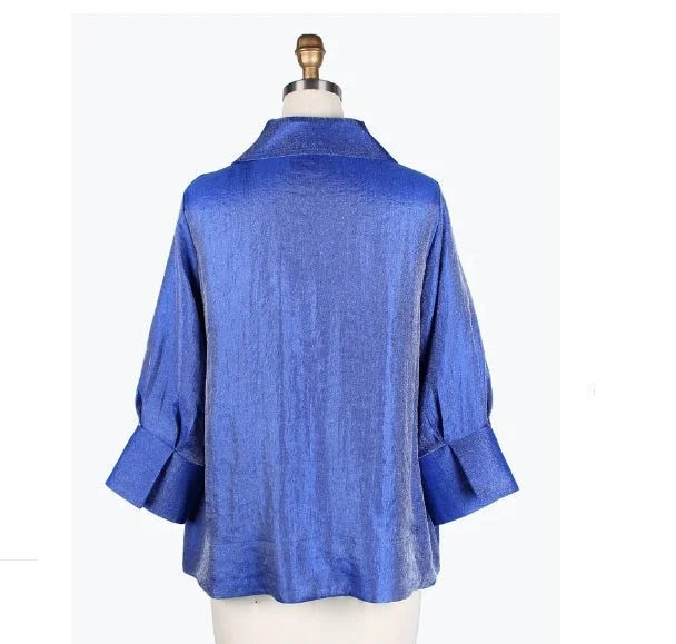 Damee Solid Wide Ball Collar Jacket in Royal Blue - 4741-RYL Damee Solid Wide Ball Collar Jacket in Royal Blue - 4741-RYL