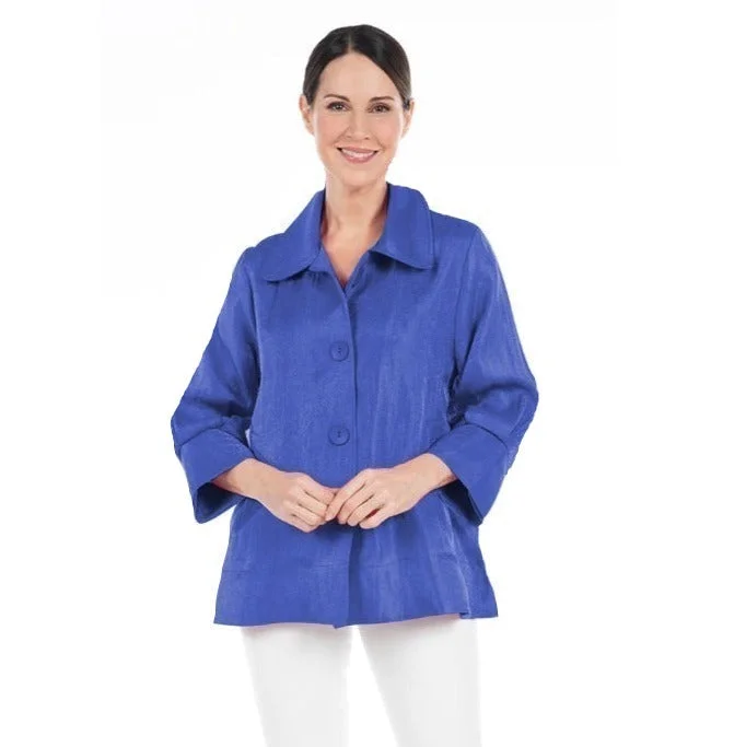 Damee Solid Wide Ball Collar Jacket in Royal Blue - 4741-RYL Damee Solid Wide Ball Collar Jacket in Royal Blue - 4741-RYL
