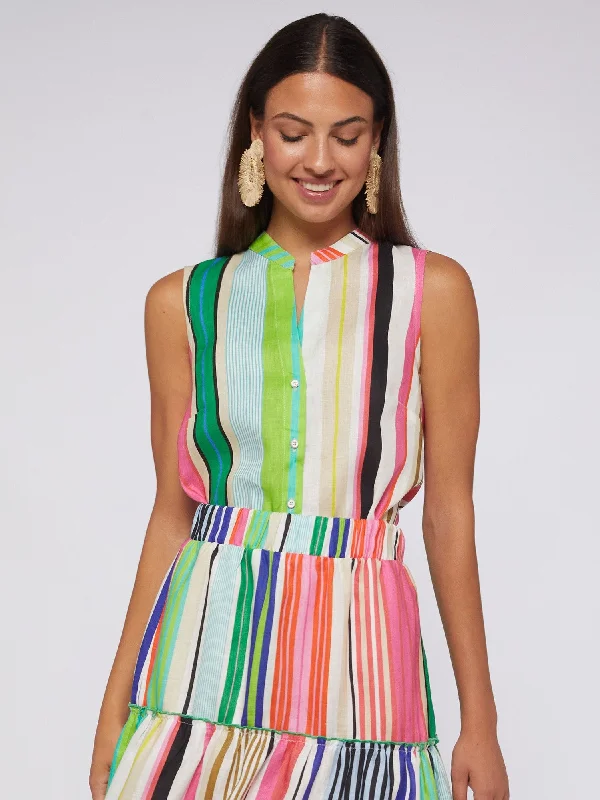 Olympia Linen Tank - Stripe